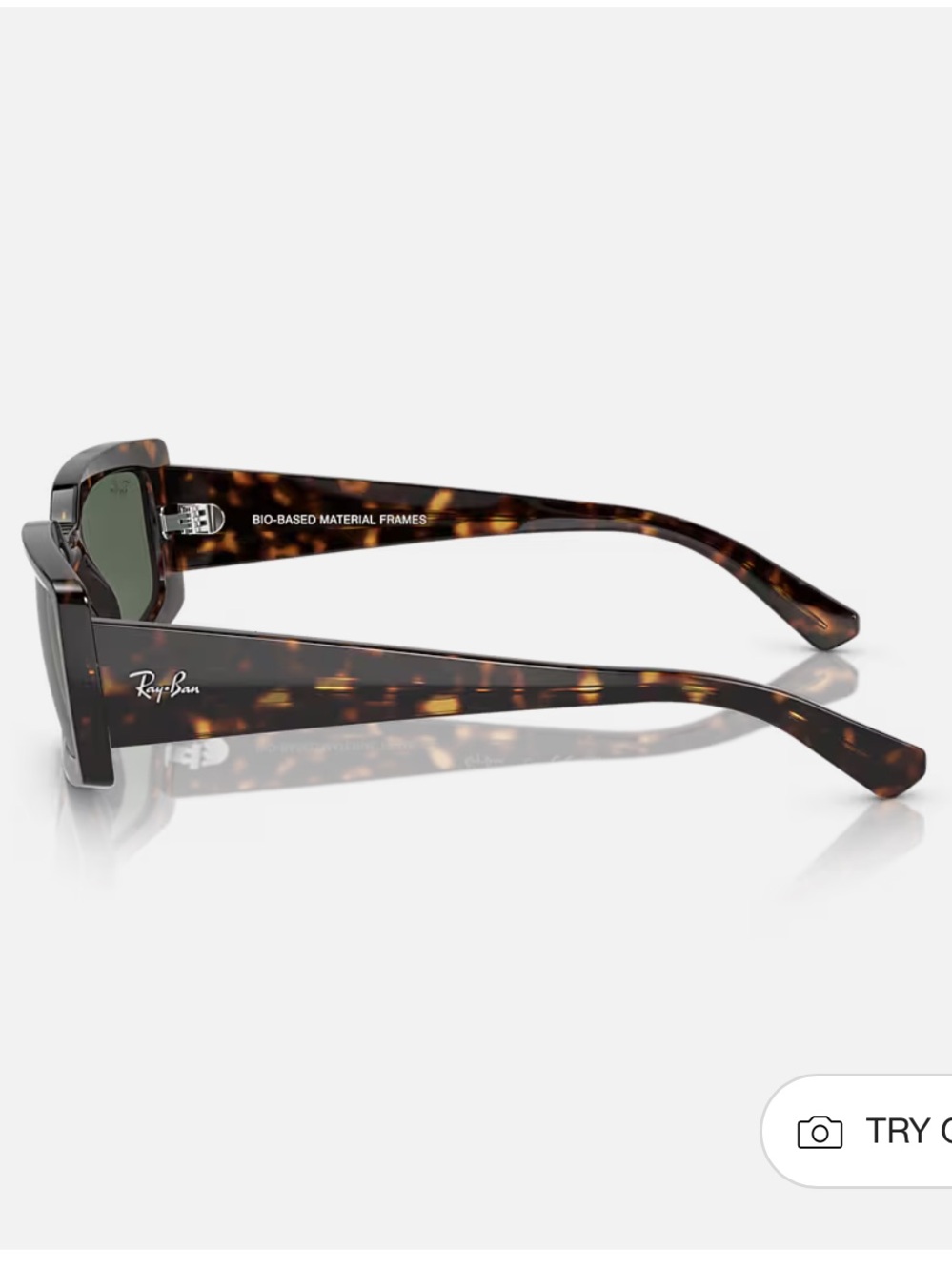 Ray-Ban Tortoiseshell Rectangular Sunglasses with Dark Green Lenses - Picture 9 of 14
